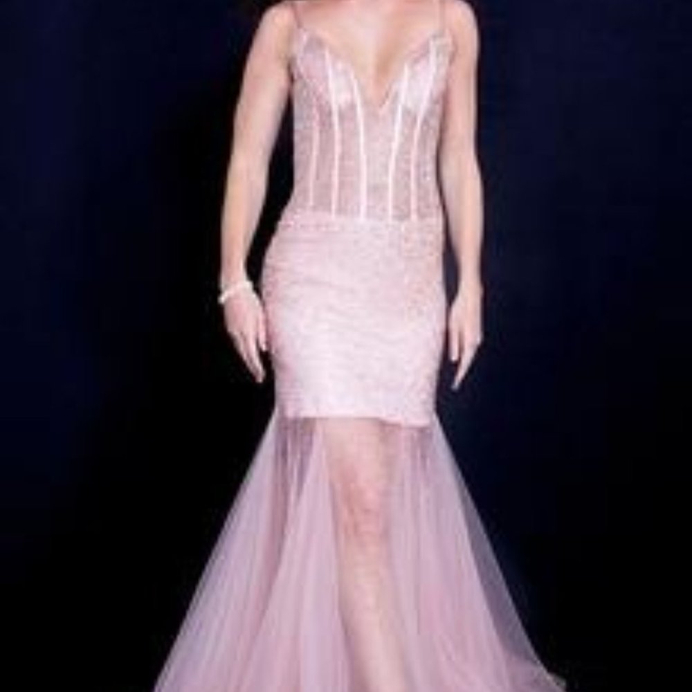 Jovani 59647 Spaghetti Strap Trumpet Formal Dress